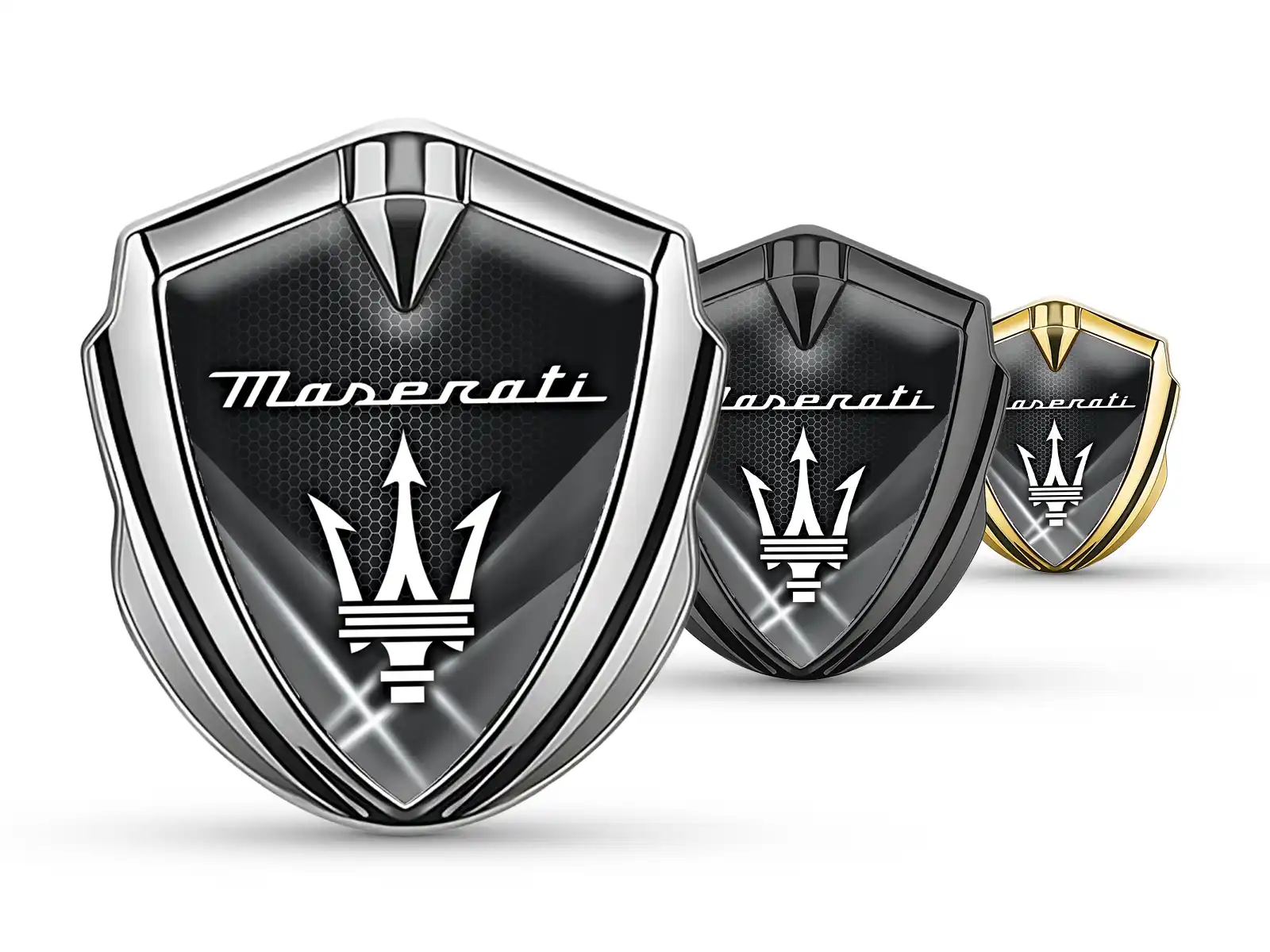 Maserati Emblema Abovedado Emblema Duradero Elegante Forma